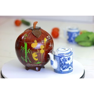Vỏ Giữ Ấm Bình Trà Trái Dừa Khắc Chữ Thư Pháp, Quà Tặng Ngày Lễ, Tết Trang Trí Handmade  Memories.vn