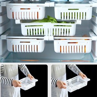 Khay rổ nhựa kéo dài đựng thực phẩm tủ lạnh hoa quả thức ăn