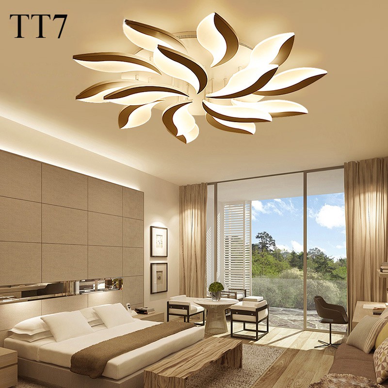 Đèn ốp trần đèn áp trần trang trí phòng khách phòng ngủ có kèm điều khiển từ xa phân tầng 3 chế độ sáng mẫu TT7