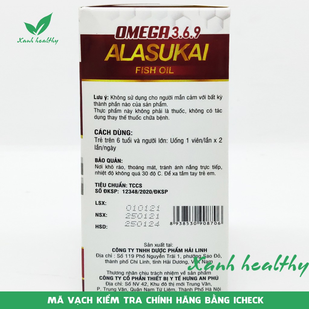 OMEGA 369 ALASUKAI FISH OIL - dầu cá, dầu hạt lanh, dầu hoa anh thảo - giúp giảm khô mỏi mắt, khỏe tim