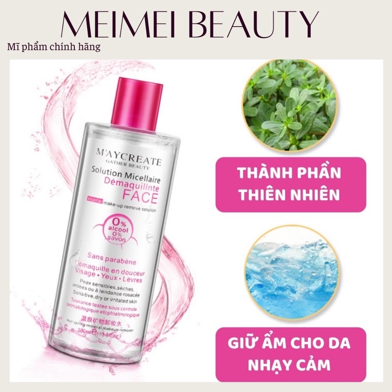 Nước tẩy trang MAYCREATE 300ml làm sạch lớp trang điểm trên da nhạy cảm không cồn TT03 | BigBuy360 - bigbuy360.vn