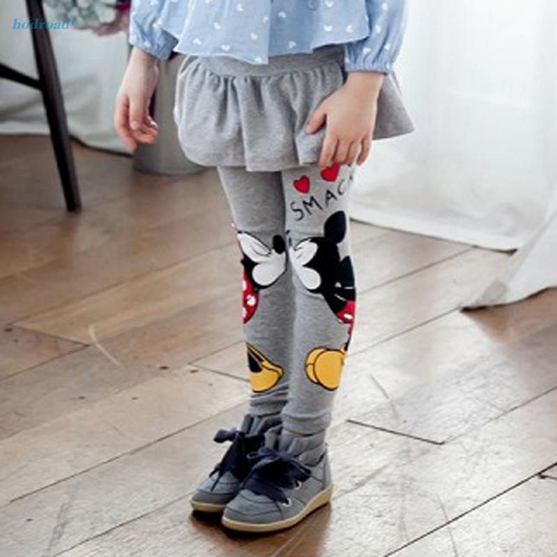 Quần legging liền chân váy cotton mềm mại họa tiết chuột Mickey/Minnie thời trang dành cho bé gái