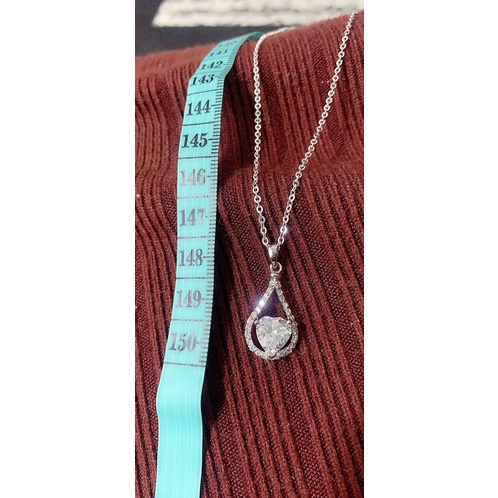 Mặt dây chuyền giọt nước tròn nạm đá cz ôm tim bạc thật NGỌC MẬU