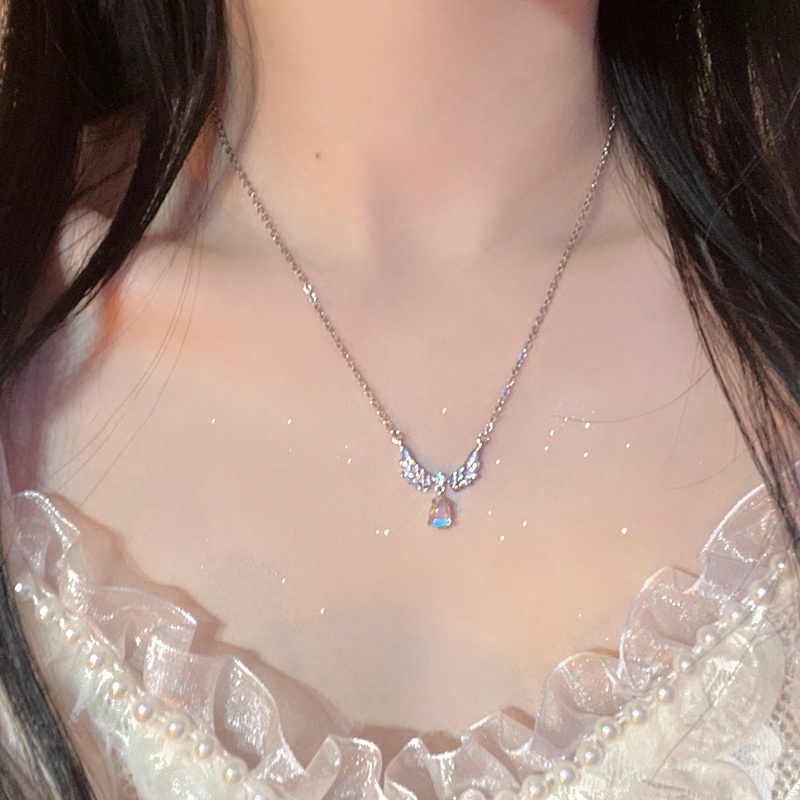 Vòng cổ Mặt Đôi Cánh Thiên Thần Đính Đá Nhiều Màu Thời Trang Cho Nữ