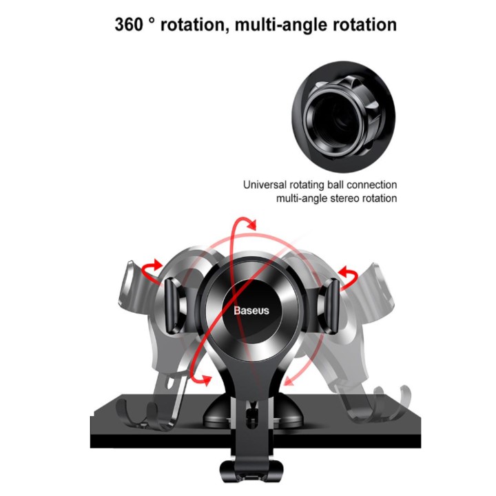 Giá đỡ điện thoại gắn taplo ô tô thương hiệu Baseus SUYL-XP01, xoay 360 độ - Hàng chính hãng