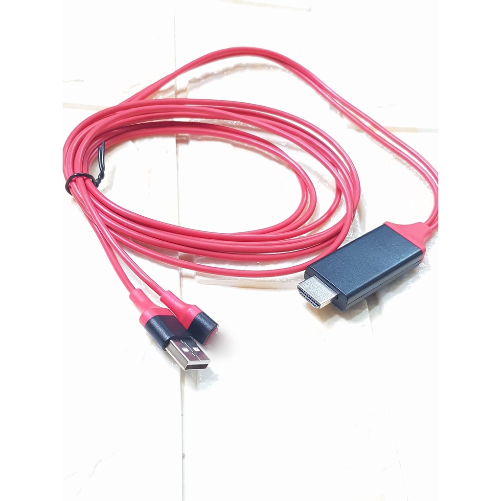 Cáp MHL ip,máy tính bảng táo lên màn hình tivi qua cổng HDMI FullHD 1080p dài 2m (Đỏ)