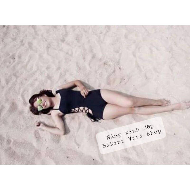 Đồ Bơi 1 Mảnh, Bikini Liền Thân, Bộ Bơi Đan Dây Sexy Màu Đen