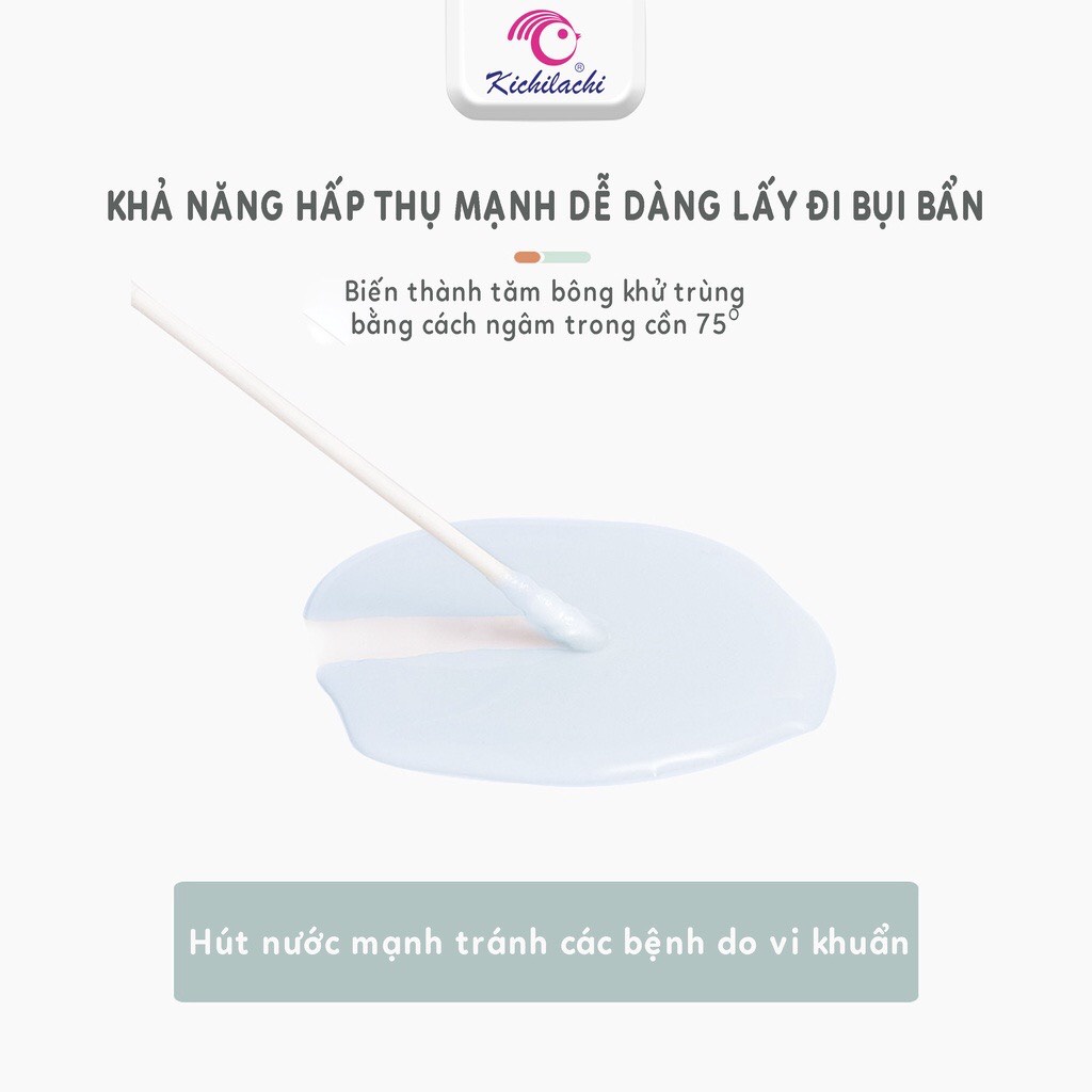 Hộp Tăm Bông Hình Hươu ( Hộp Màu Vàng) Kichilachi Cho Bé, (Hộp 200 que)