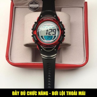 ĐỒNG HỒ TRẺ EM DÒNG ĐIỆN TỬ THỂ THAO DÂY CAO SU CAO CẤP POPART POP-385T BƠI LỘI THOẢI MÁI, MÁY CỰC BỀN