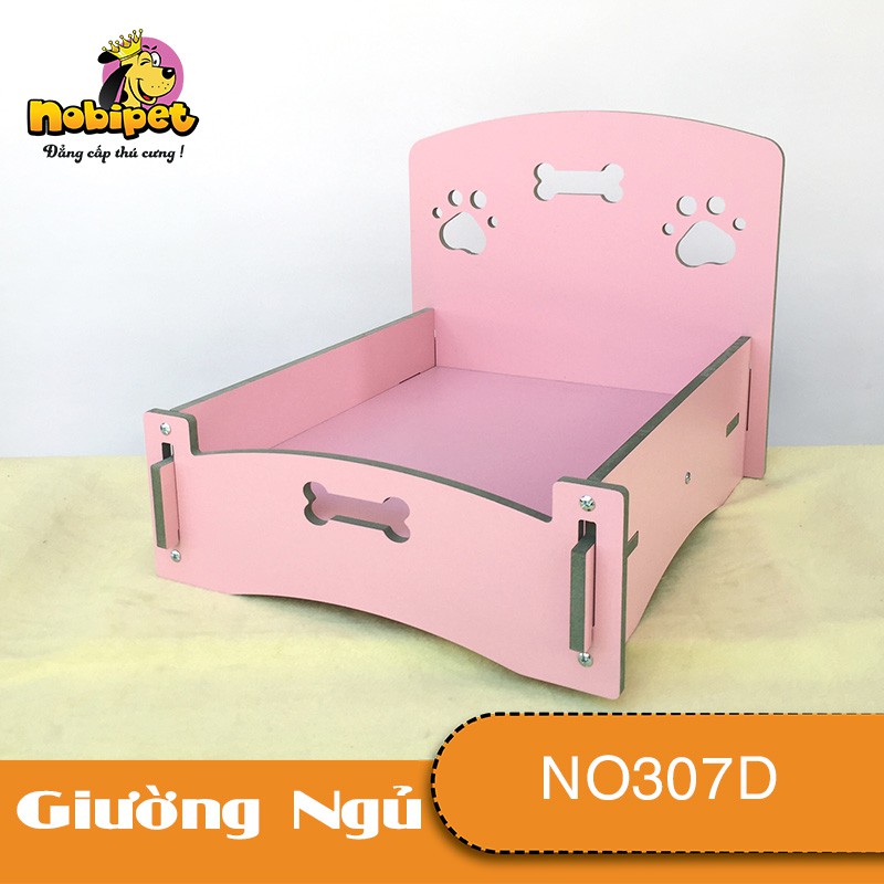 Giường Ngủ Gỗ Lắp Ráp Queen Mini Màu Hồng Cho Dòng Chó Mèo Nhỏ