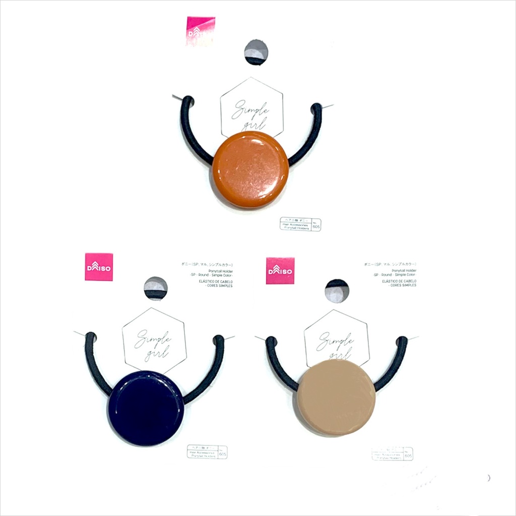 Daiso Cột tóc SP có đính đá hình tròn đơn sắc