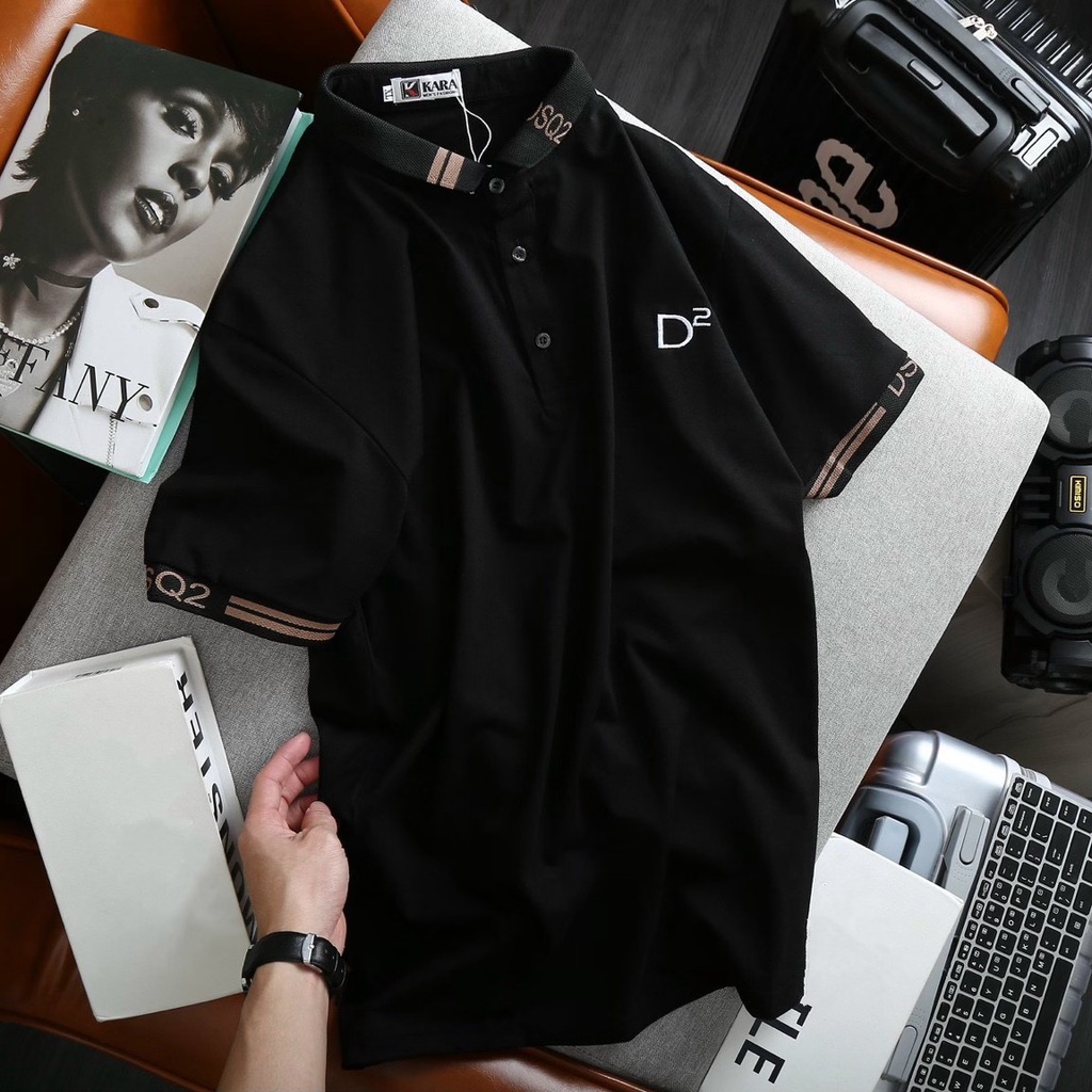 Áo Thun POLO Thêu Chữ D2 Chất COTTON Co Dãn Thời Trang Cực Đẹp