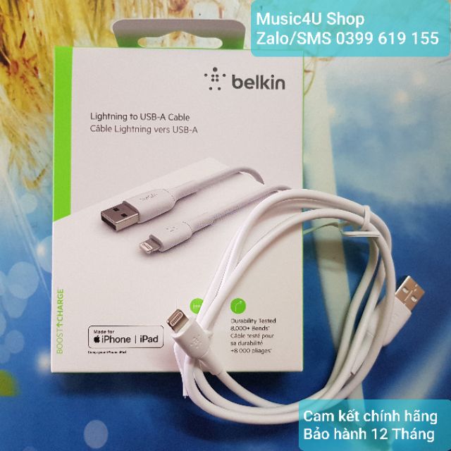 Củ dây cáp sạc nhanh Belkin 24W USB Lightning Iphone 6 7 8 X Tuấn Hà Store