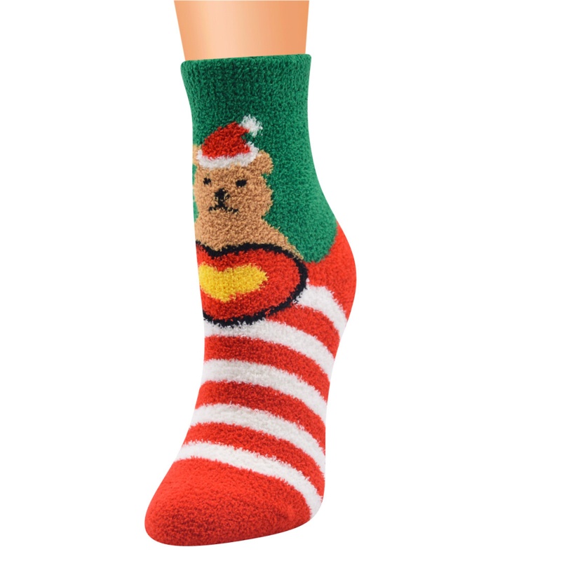 Set 10 Đôi Tất Giáng Sinh Ấm Áp In Họa Tiết Hoạt Hình Vui Nhộn Cho Nữ