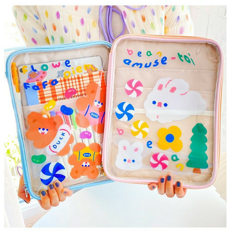 (Order 10 ngày) Túi A4 đựng ipad pvc chống sốc 10.2/ 10.5/ 11 inch Bentoy Milkjoy gấu fafa diem summer collection