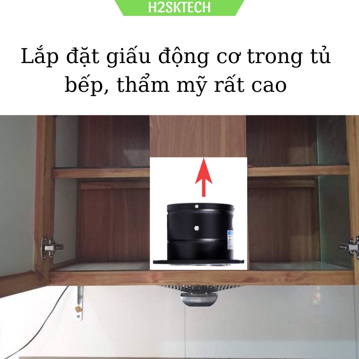 Máy hút mùi bếp dễ lắp đặt ống thoát 20cm, máy hút khói bếp giấu tủ công suất lớn