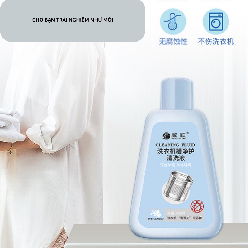 Nước Tẩy Lồng Máy Giặt Cleaning Fluid, Nước Vệ Sinh Lồng Giặt Công Nghệ Nhật Bản Dung Tích 260ml MG01