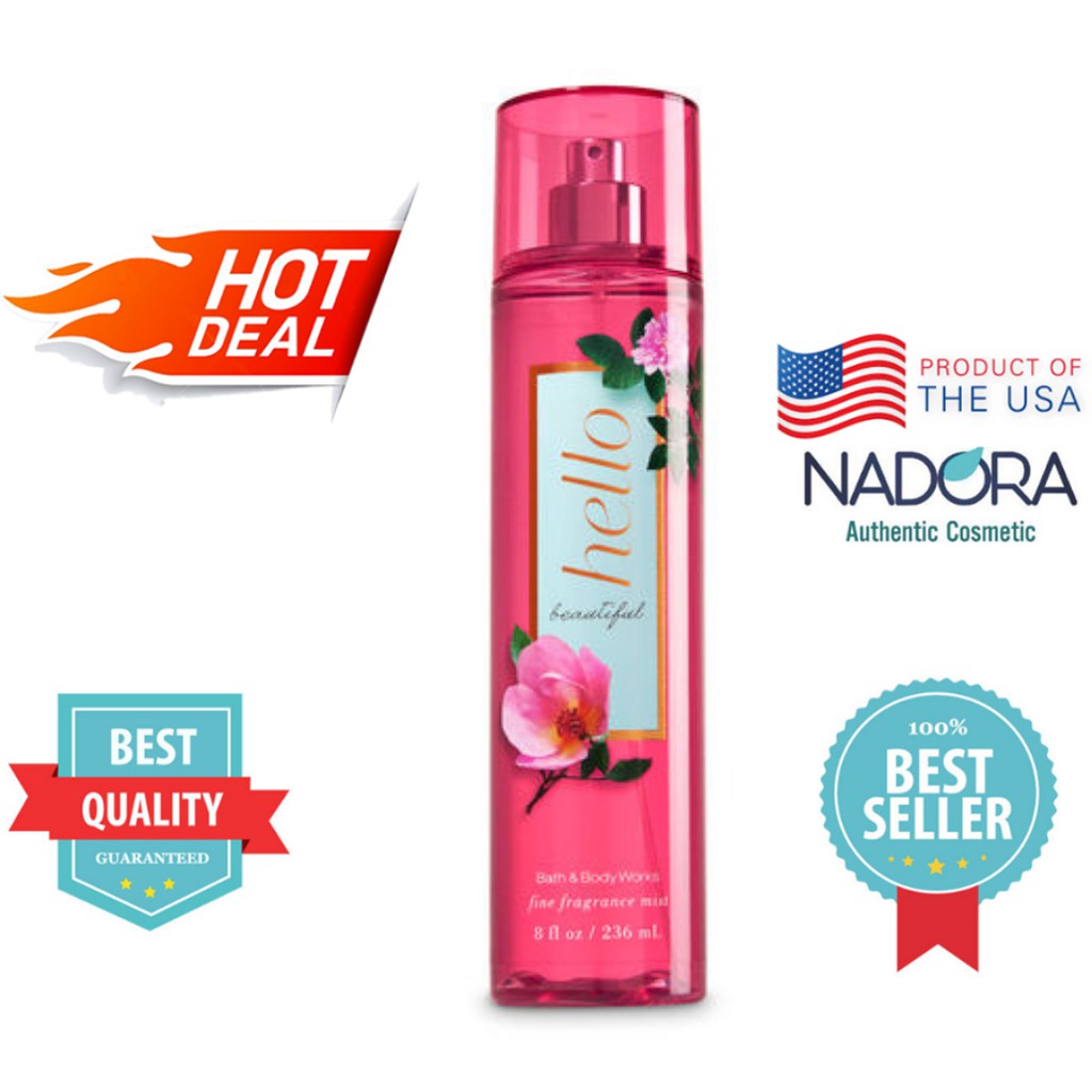 XỊT THƠM TOÀN THÂN - BATH AND BODY WORKS BODY MIST - HELLO BEAUTIFUL - 236ML