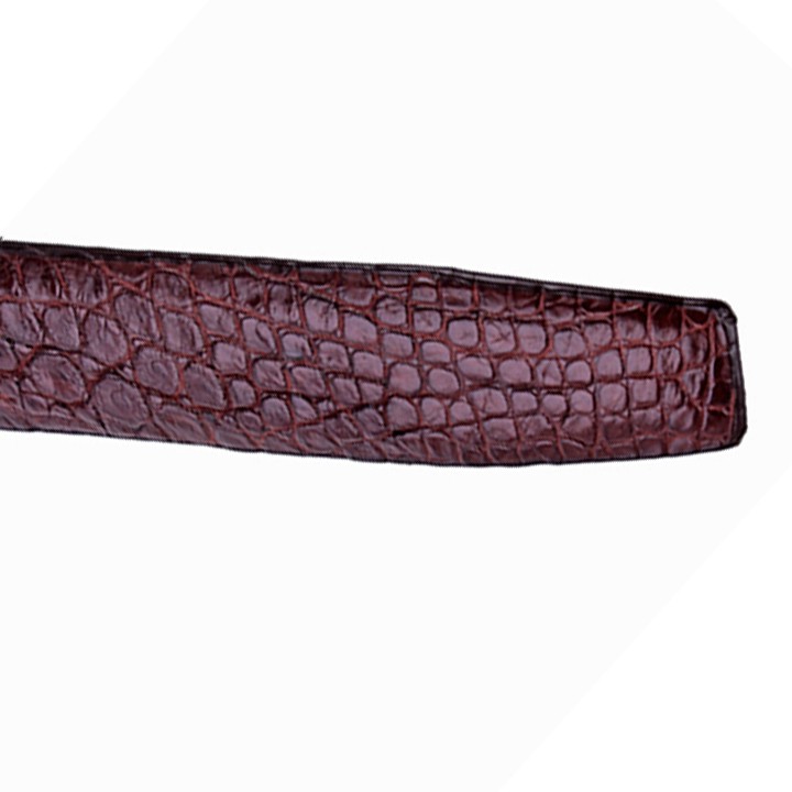 Dây nịt nam da cá sấu Huy Hoàng nguyên con bụng màu nâu đất-HP4275