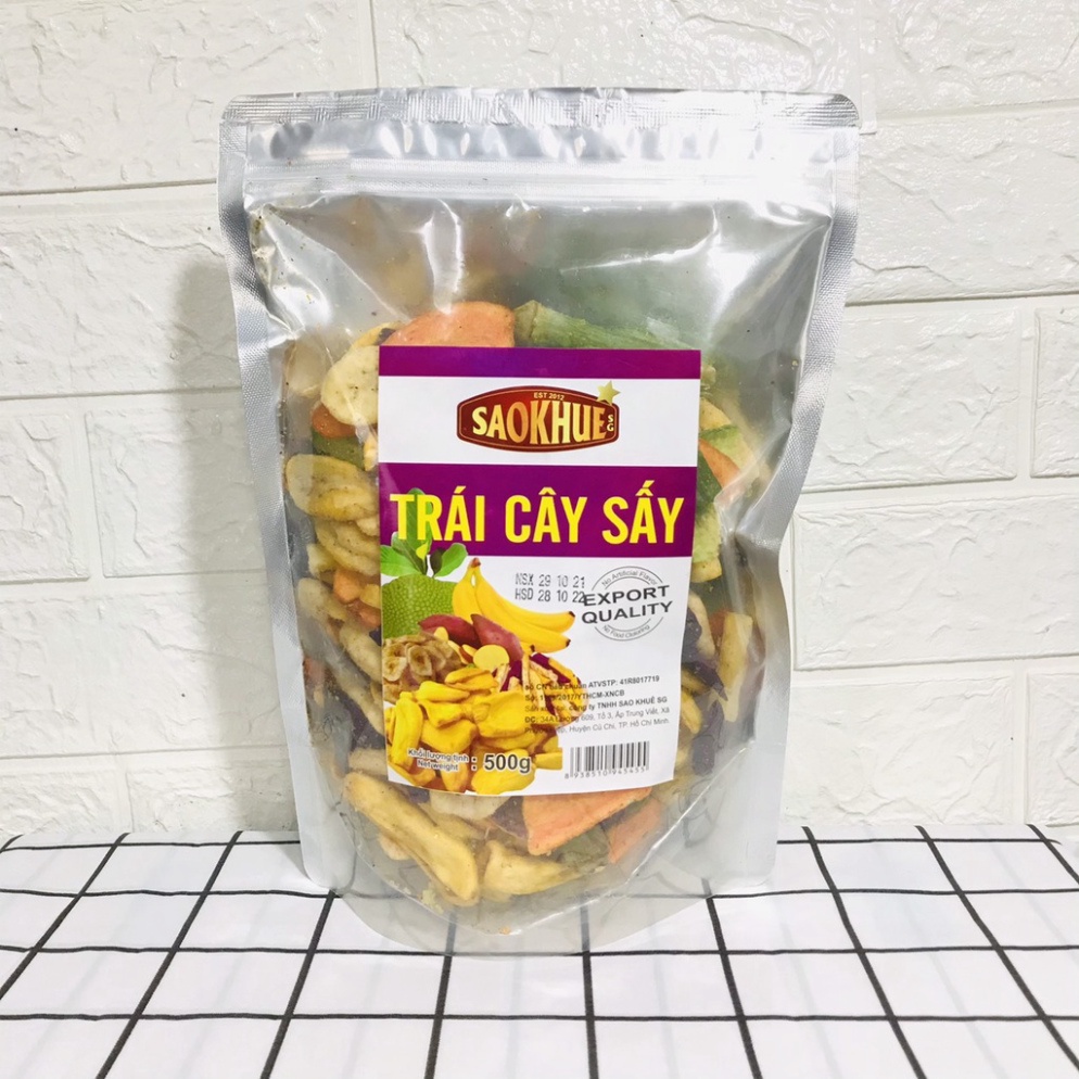 Trái cây sấy thập cẩm 500g Sao Khuê nguyên miếng, hàng xuất khẩu