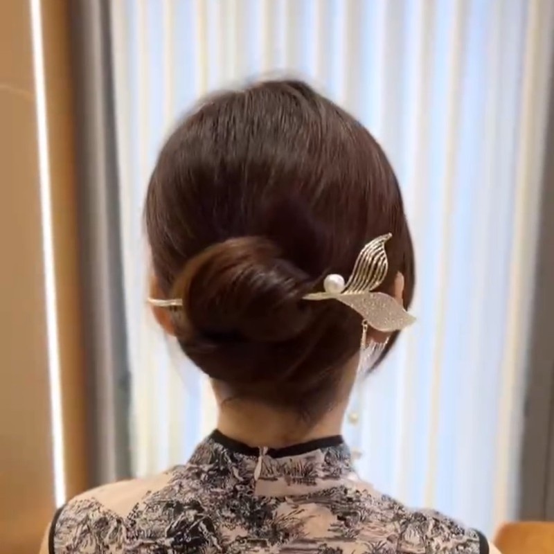Trâm Cài Tóc Hình Đuôi Nàng Tiên Cá Đính Đá Và Ngọc Trai Nhân Tạo Đơn Giản Thời Trang