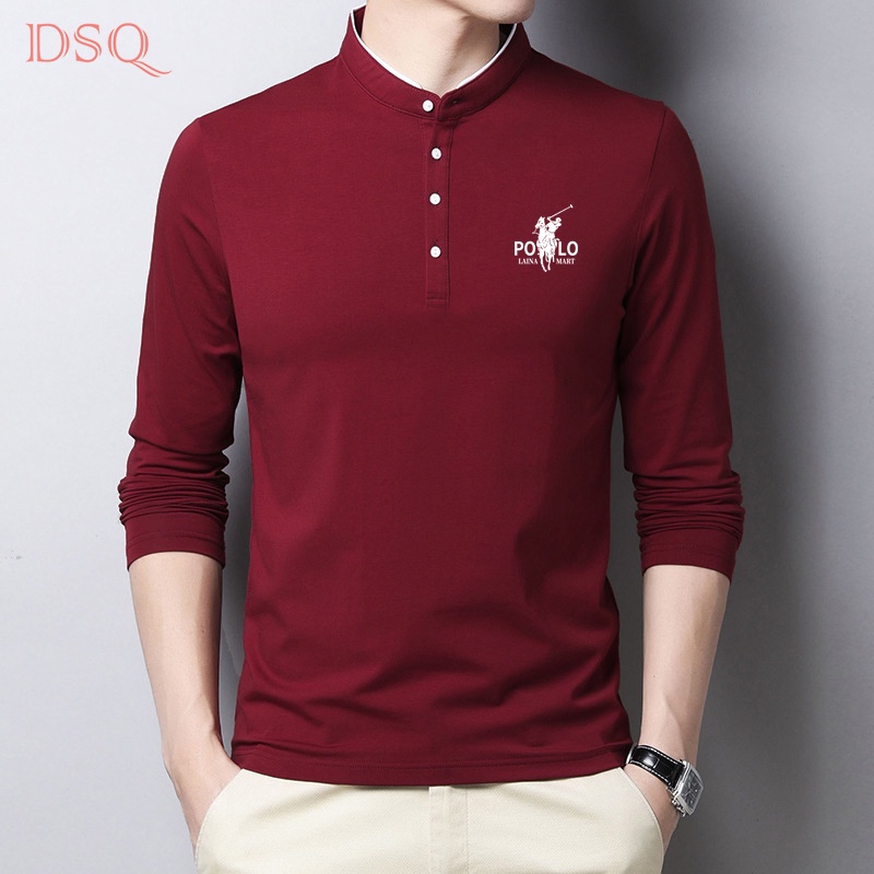 Áo thun Polo thời trang mới Nam cổ áo bóng chày dài tay Áo thun thể thao giản dị Hàng đầu