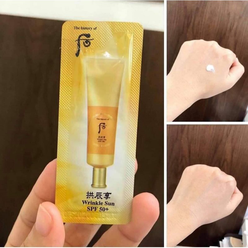 Set 10 gói Sample Kem chống nắng Whoo Wrinkle Sun Cream SPF50+/PA+++ 1ml