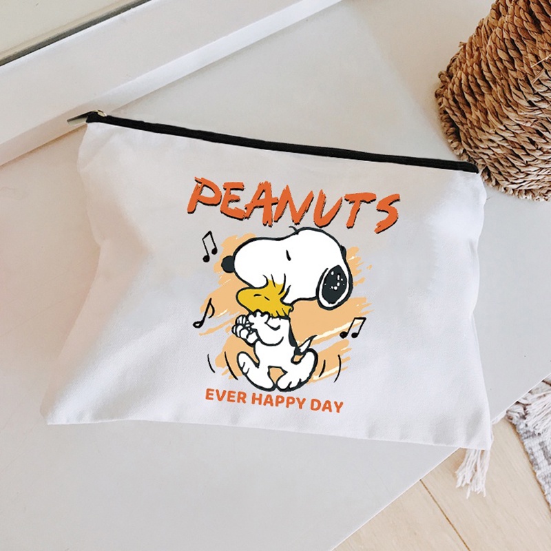 Túi Đựng Bút Bằng Vải canvas In Họa Tiết snoopy Dễ Thương Tiện Dụng Dành Cho Học Sinh