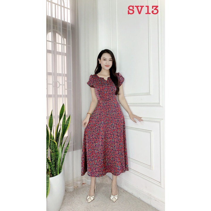 Đầm Trung Niên Sang Trọng Cao Cấp Đẹp Huy Hoàng Anh,Váy Nữ Cho Mẹ Lụa Dự Tiệc Công Sở Trên 30,40 Tuổi Qua Gối Xòe SV