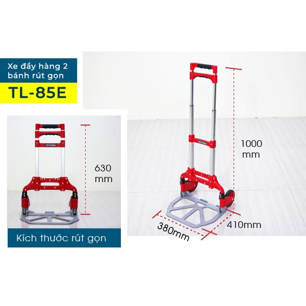 Xe đẩy hàng kéo hàng 2 bánh gấp gọn nhập khẩu chở 80kg Advindeq TL-85E  siêu nhẹ xách tay bảo hành 1 năm