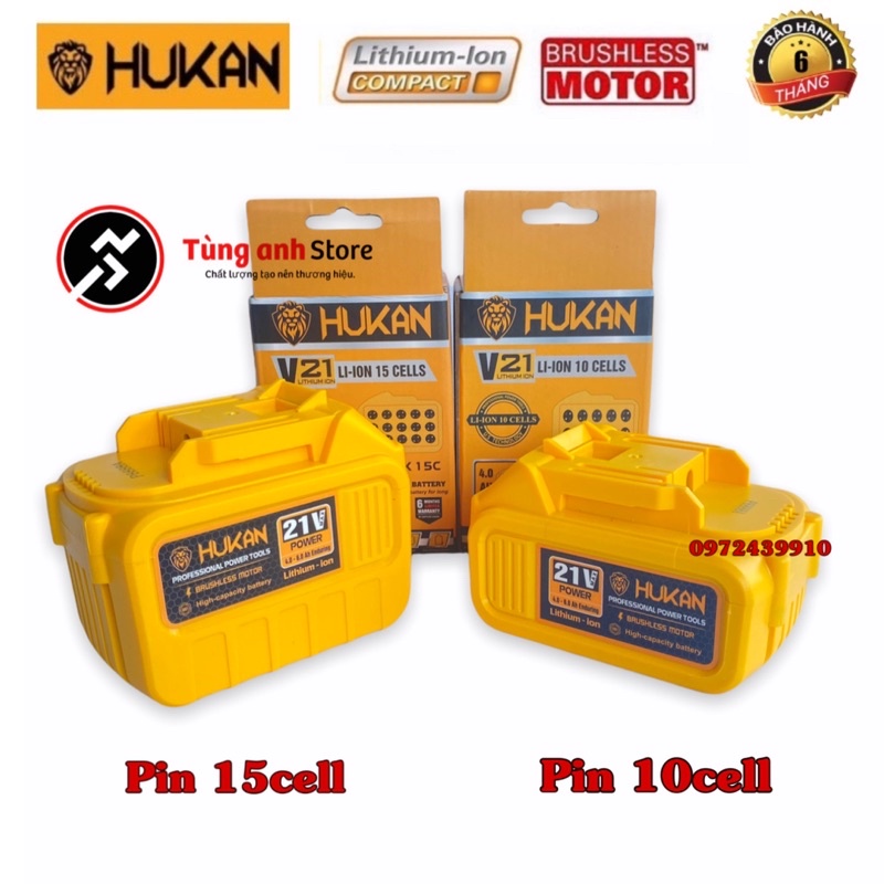 Pin Máy Khoan, Siết Bulong HuKan 15cell 10cell chính hãng.