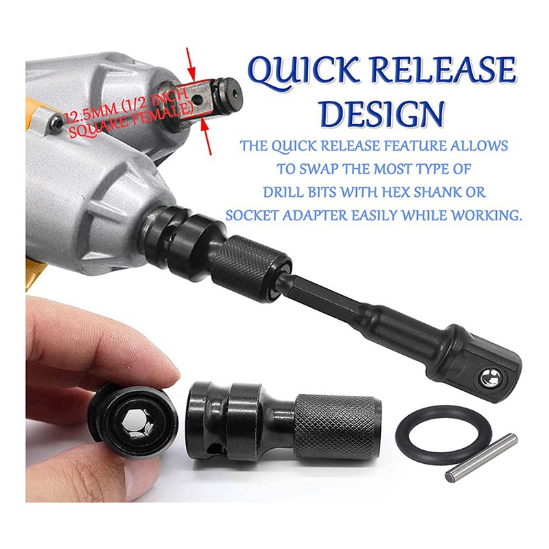 Đầu Chuyển Đổi Ổ Đĩa Vuông 1 / 2 Inch Sang 1 / 4 Inch Hex Female Cho Va Chạm Air Và Cờ Lê Điện