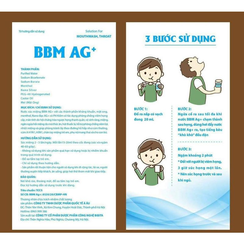 Nước súc họng BBM AG+ 250ml