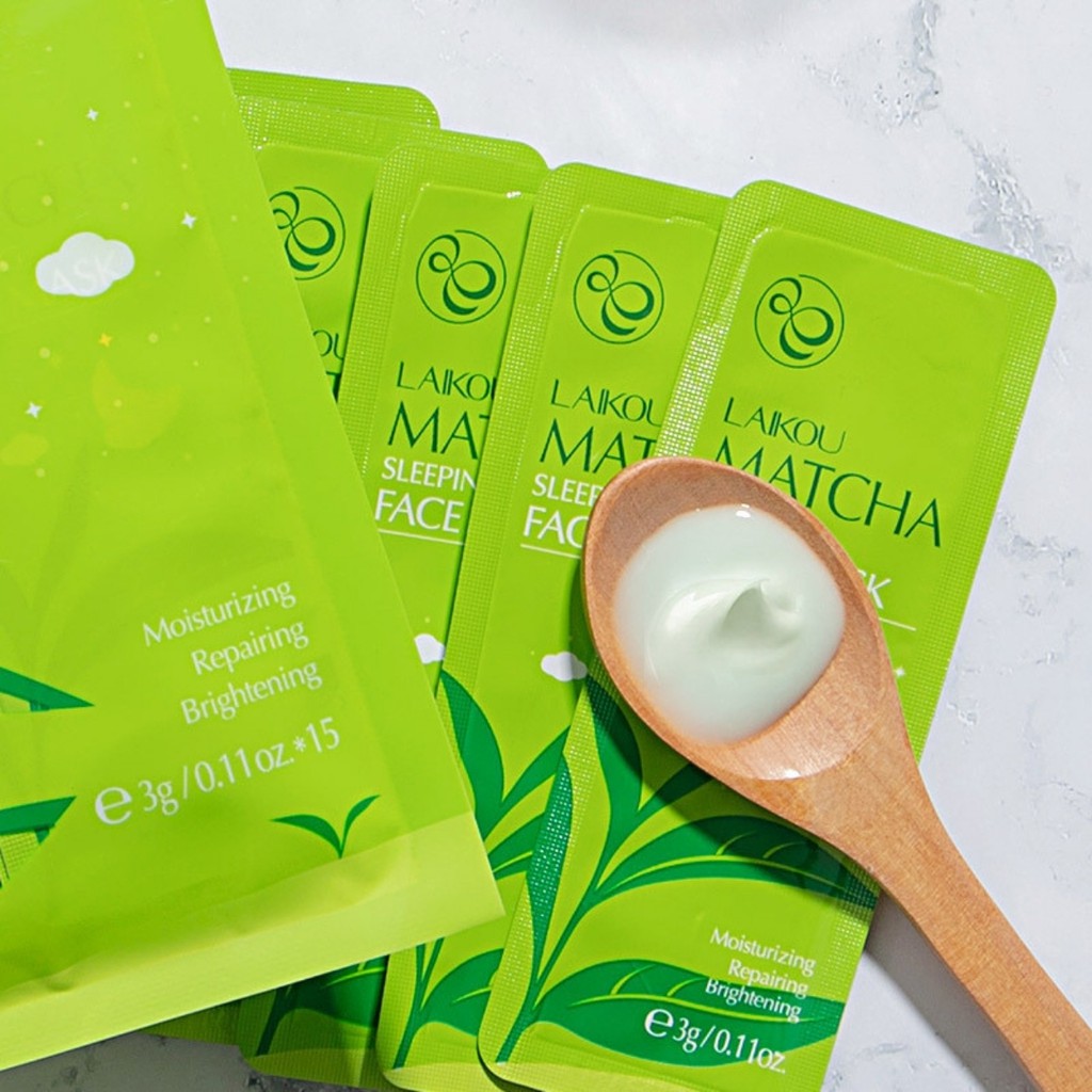 Mặt nạ Matcha Mud Mask Laikou 1 túi 15 gói 3g mặt nạ ngủ trà xanh nội địa trung | BigBuy360 - bigbuy360.vn