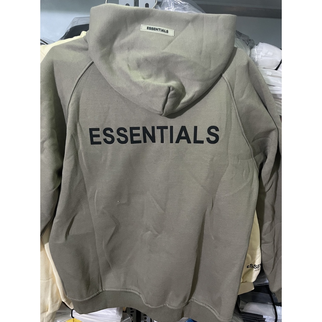 Áo Hoodie có khóa kéo cực ấm Essentials hợp thời tiết mùa đông