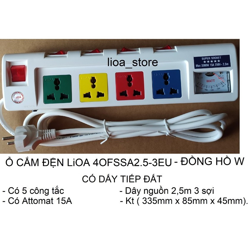 Ổ CẮM ĐIỆN LiOA 4 ĐA NĂNG  CÓ ĐỒNG HỒ  - PHICH CHÂU ÂU