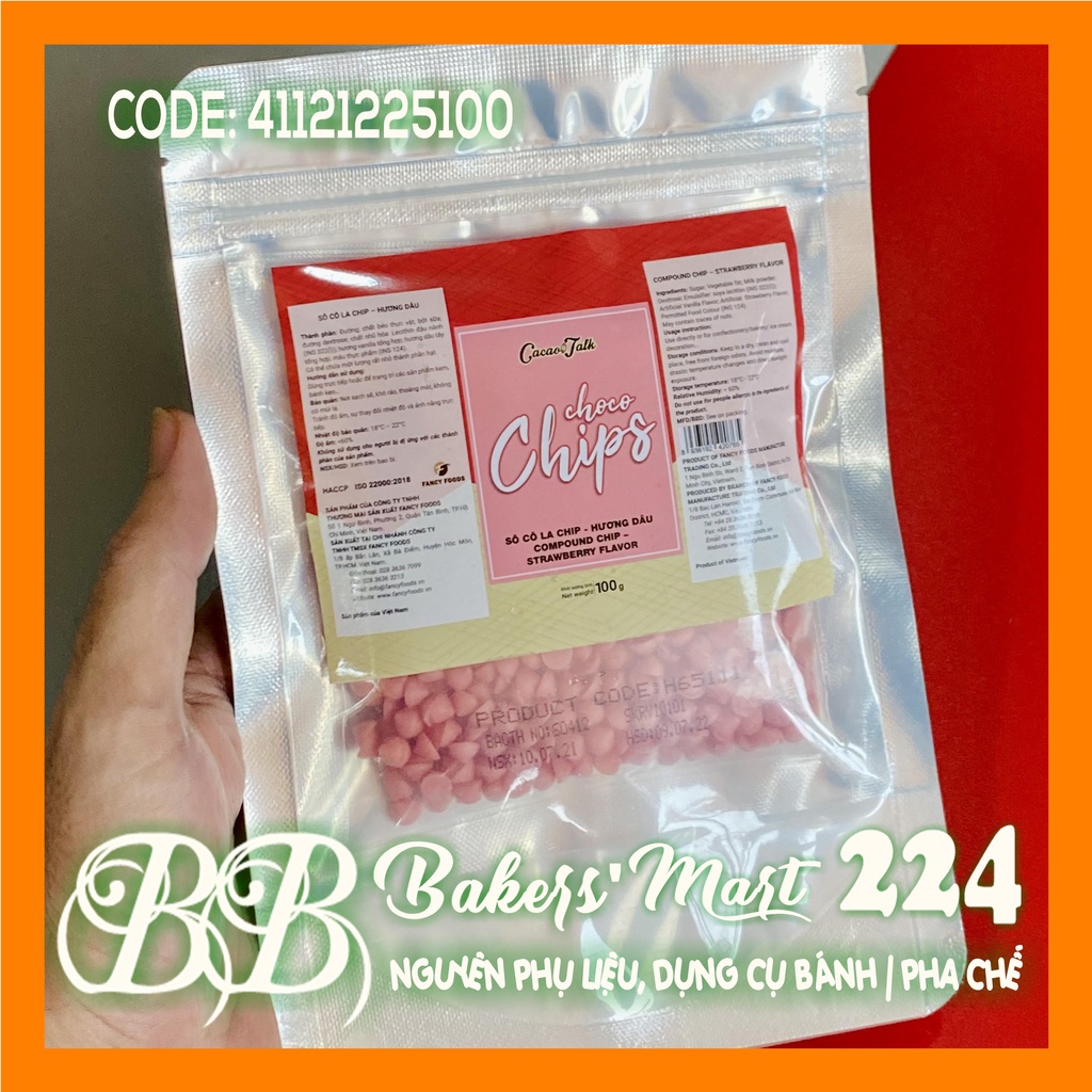 Socola Chocolate CHIP HỒNG DÂU hiệu CACAO TALK - Túi 100gr