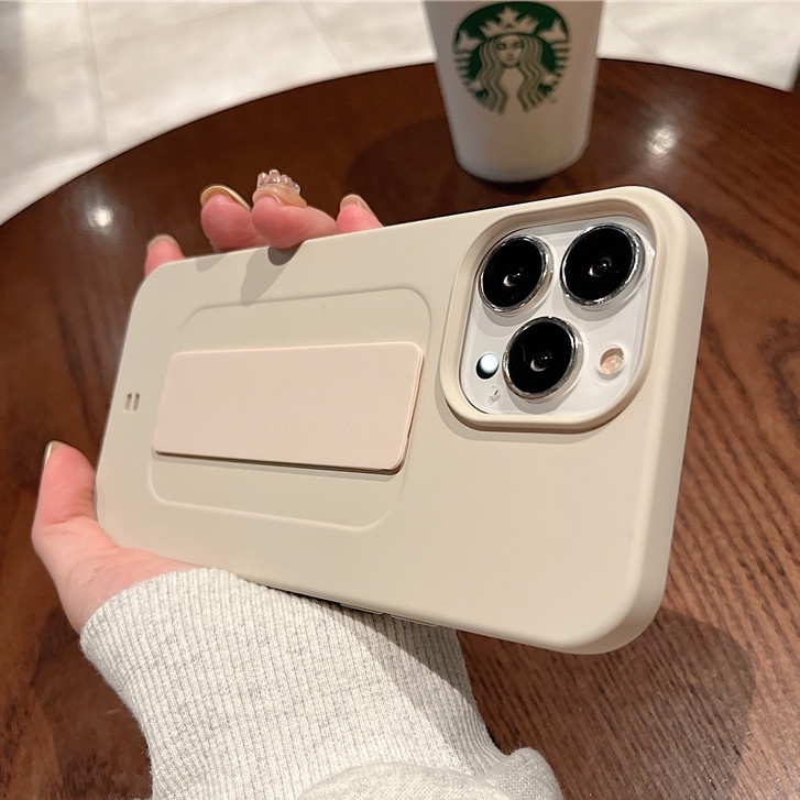 Ốp Điện Thoại Silicon Mềm Bo Viền Màu Trơn Có Giá Đỡ Cho iPhone 11 12 13 pro max XR X XS