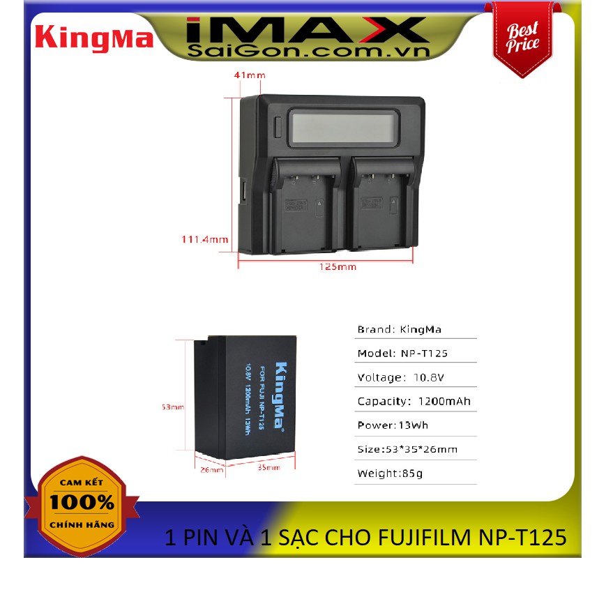 PIN MÁY ẢNH KINGMA CHO FUJIFILM NP-T125