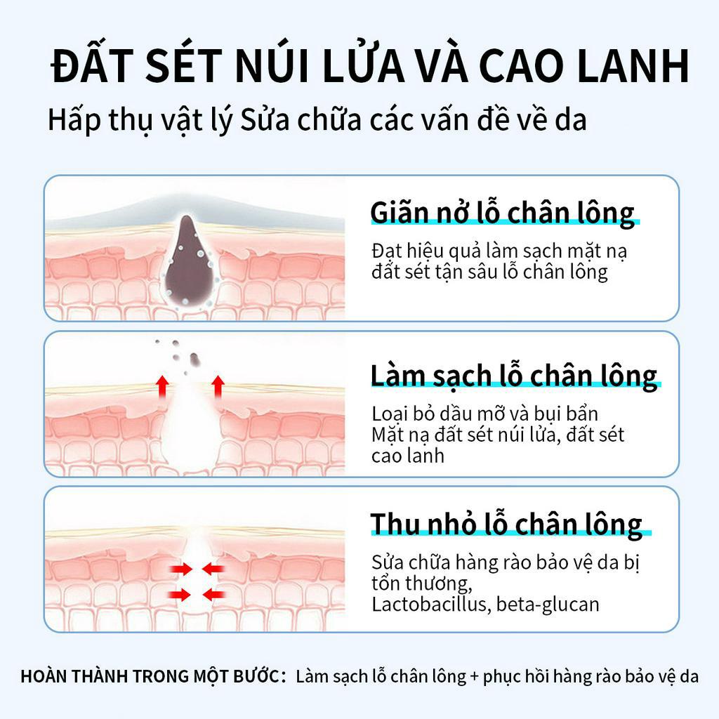 PAPA FEEL Mặt nạ đất sét núi lửa Alaska giúp làm sạch sâu và thu nhỏ lỗ chân lông chuyên dụng  55g