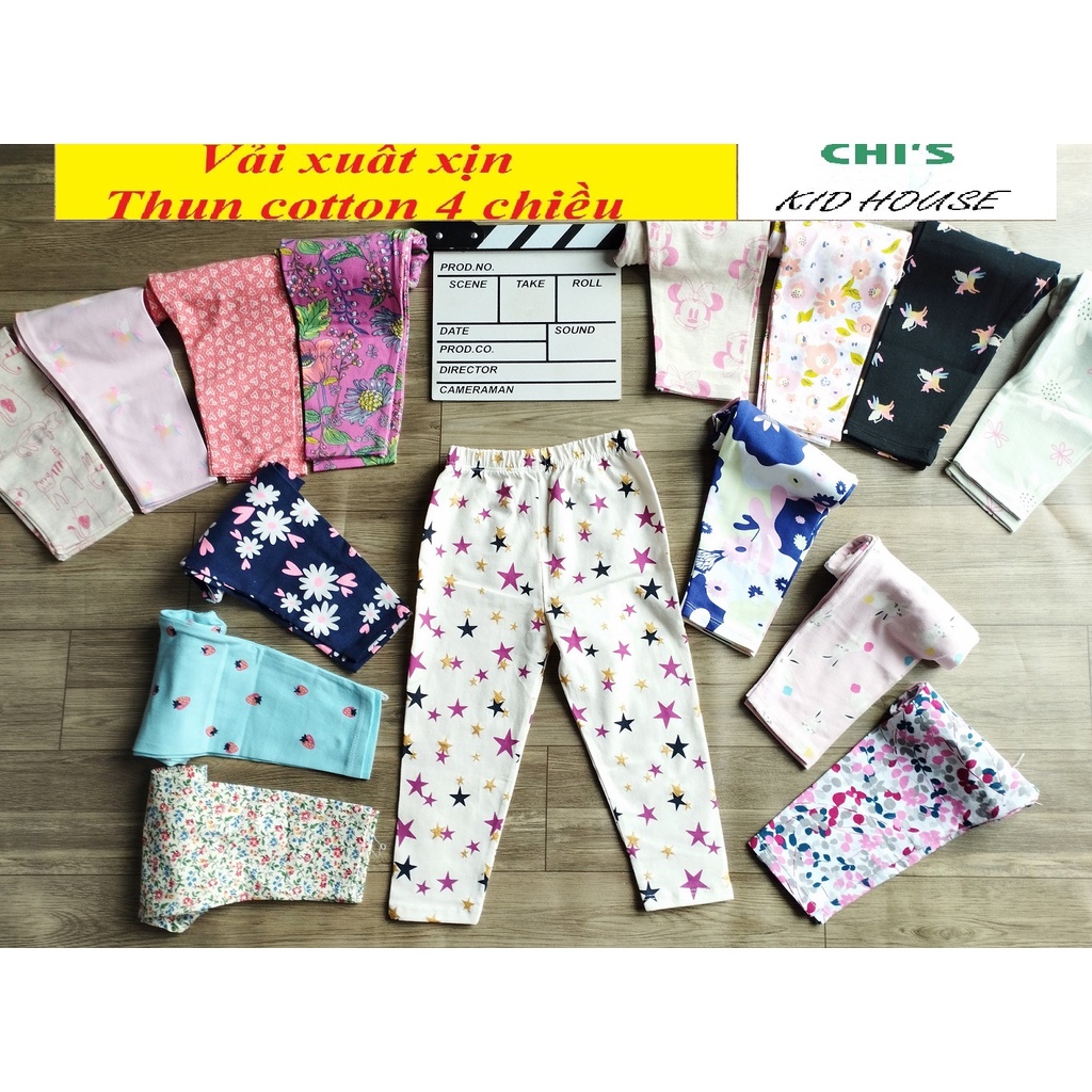 (VẢI XUẤT XỊN) QUẦN LEGGING DÀI/ QUẦN DÀI HỌA TIẾT VẢI XUẤT THUN COTTON 4 CHIỀU CHO BÉ 9-41kg