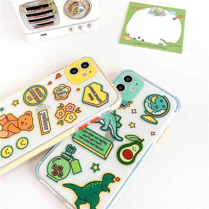 Ốp lưng iphone Bear & Dino viền màu chống trượt 5/5s/6/6plus/6s/6splus/7/7plus/8/8plus/x/xr/xs/11/12/pro/max/plus/promax | BigBuy360 - bigbuy360.vn