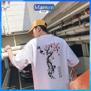 Áo thun tay lỡ UNISEX Nam Nữ  HỔ ÔM GỐC CÂY MA014, áo phông oversize dáng rộng kiểu Mamen shop MA014