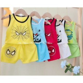 Combo 5 bộ quần đùi áo sát nách họa tiết siêu nhân nhện spiderman cho bé từ 3-14kg
