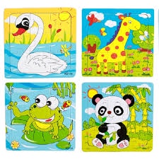 Đồ chơi xếp hình, tranh ghép gỗ 9 mảnh ngộ nghĩnh Loại Dày To kt: 15*15cm