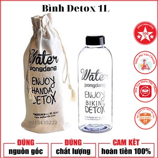Bình nước detox 1000ml,đựng nước kèmtúi vải cách nhiệt