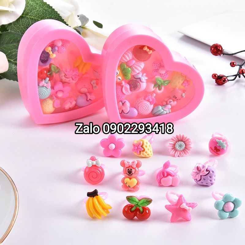 Hộp 12 Nhẫn Hình Cute Cho Bé Hộp Nhiêù Mẫu Khác Nhau