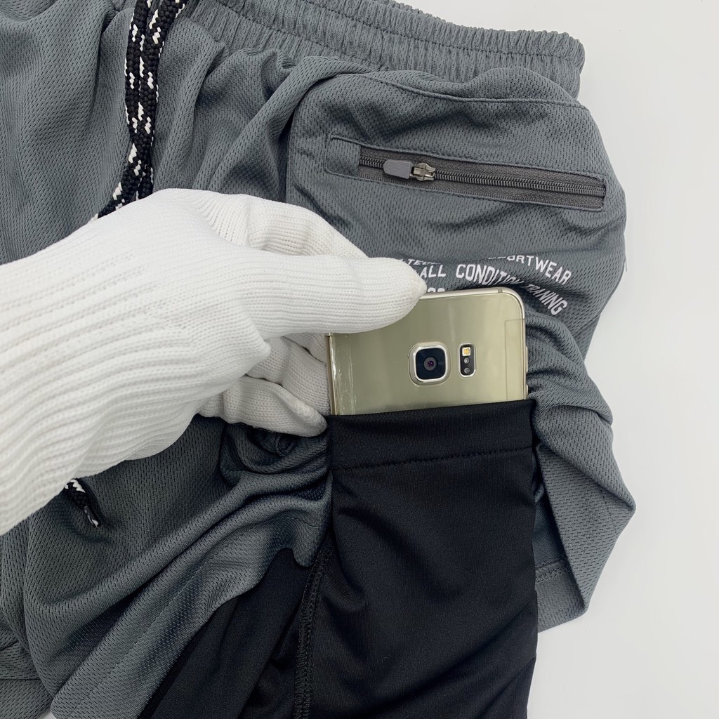 Quần tập gym nam 2 lớp có túi STTK01 quần thể thao nam ngắn cao cấp chất đẹp | BigBuy360 - bigbuy360.vn