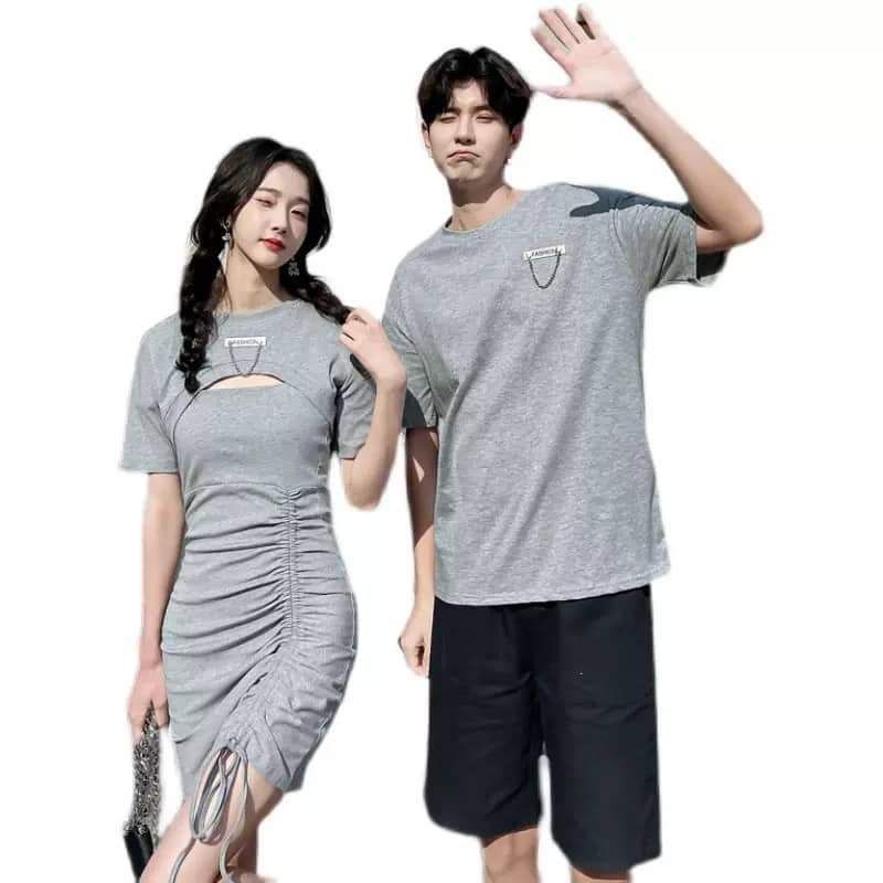 Váy thun đôi rút dây một bên dễ thương cho cặp đôi