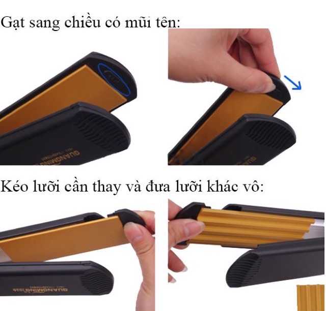 Máy Làm tóc 4in1 1056 Là Dập Thay Bản 1 Duỗi Thẳng + 3 Dập Xù